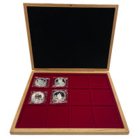 Münzkassette MERKUR Echtholz lackiert - rechteckig - 66x66 mm - 12 Felder - 2712