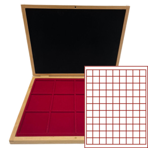 Münzkassette MERKUR Echtholz lackiert - rechteckig - 19x19 mm - 99 Felder - 2799