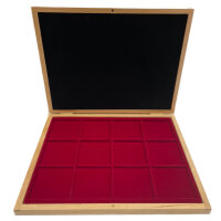 Münzkassette MERKUR Echtholz lackiert - rechteckig - 36x36 mm - 35 Felder - 2735