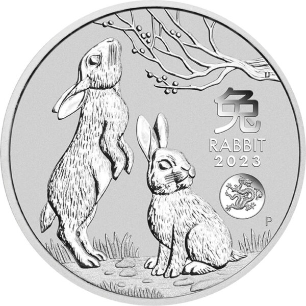 Australien Lunar III 2023 Jahr des Hasen 1 oz Silber - Privy Mark Drache