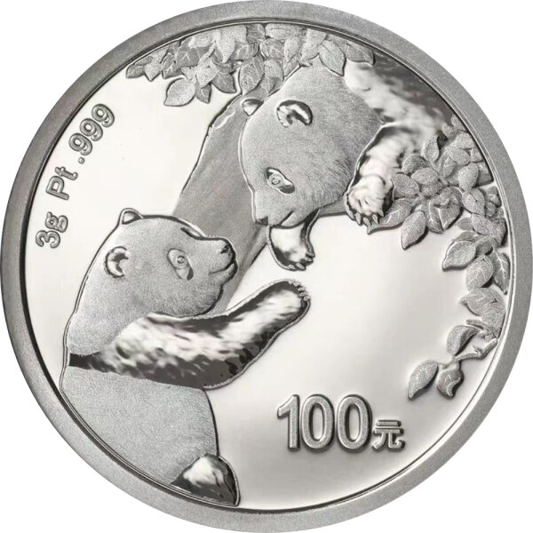 China Panda 2023 3 Gramm Platin | Polierte Platte