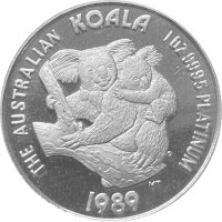 Australien Koala 1989 1 oz Platin - Münzzeichen P