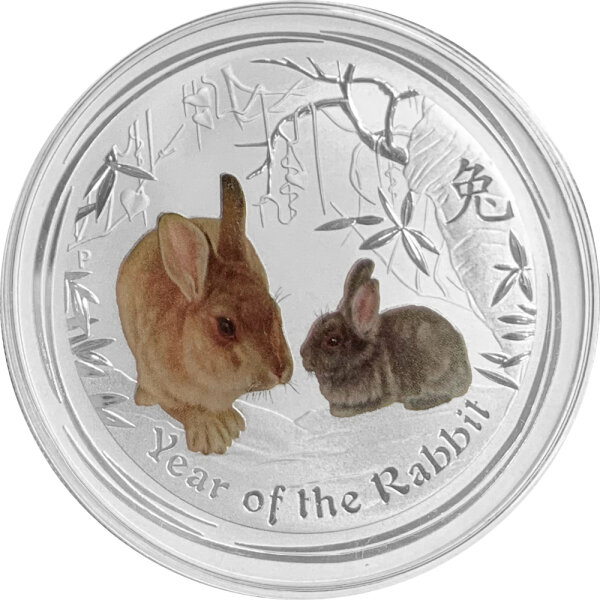 Australien Lunar II 2011 Jahr des Hasen 1 oz Silber I Coloriert