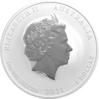 Australien Lunar II 2011 Jahr des Hasen 1 oz Silber I Coloriert