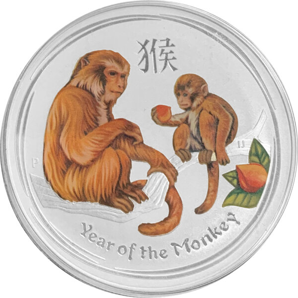 Australien Lunar II 2016 Jahr des Affen 1 oz Silber I Coloriert