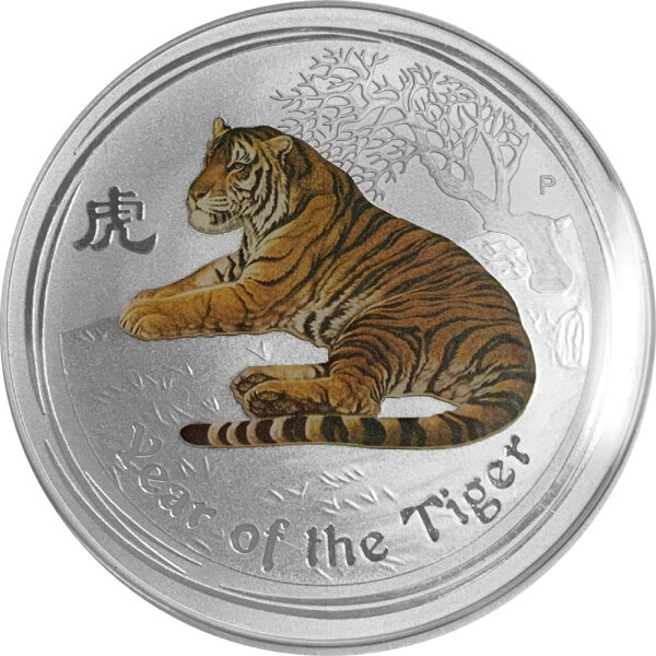 Australien Lunar II 2010 Jahr des Tigers 1 oz Silber I Coloriert