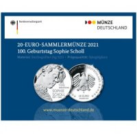Deutschland 20 Euro 2021 100. Geburtstag Sophie Scholl - PP