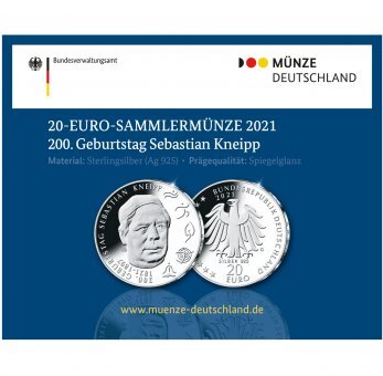 Deutschland 20 Euro 2021 200. Geburtstag Sebastian Kneipp - PP
