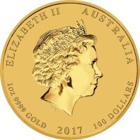 Australien Lunar II 2017 Jahr des Hahns 1 oz Gold