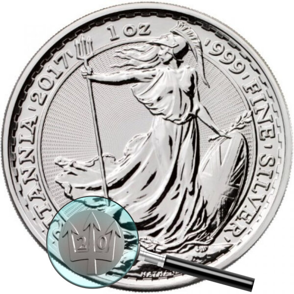 UK Britannia 2017 1 oz Silber - Privy Mark Dreizack