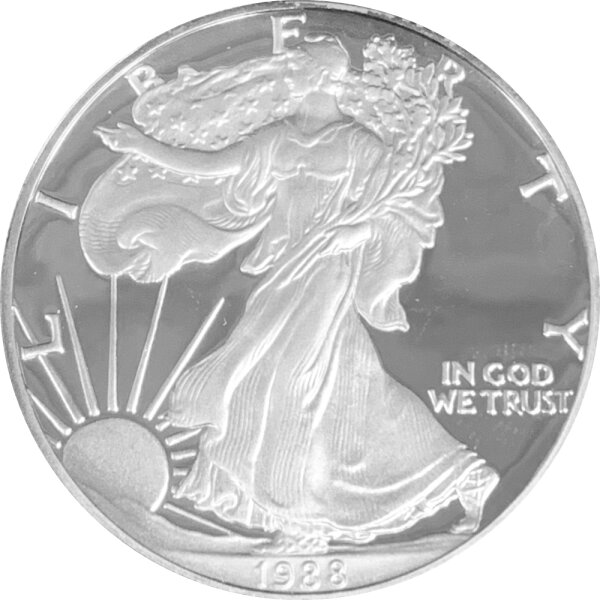 USA American Eagle 1988 1 oz Silber - Polierte Platte