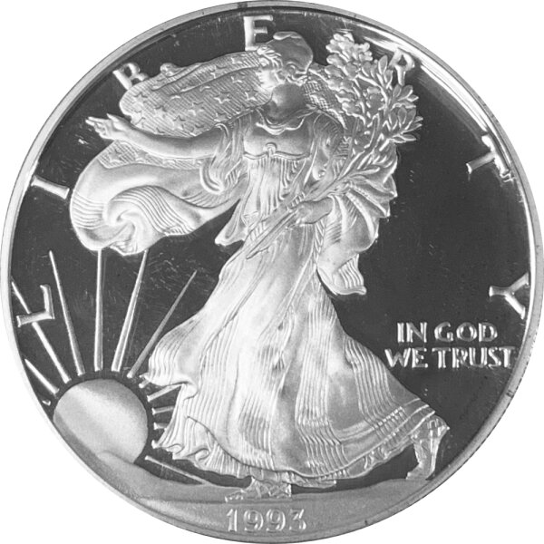 USA American Eagle 1993 1 oz Silber - Polierte Platte
